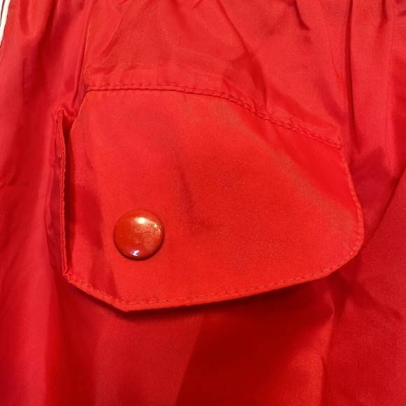 Vintage Windbreaker Windsuit SMALL Nylon 1/4 Zip Hoodie Pants Red White Stripe - Picture 11 of 13